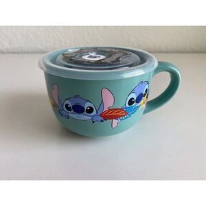 Disney Stitch Faces Emotions 24oz Soup Coffee Mug Pressure Release Lid Bowl NEW